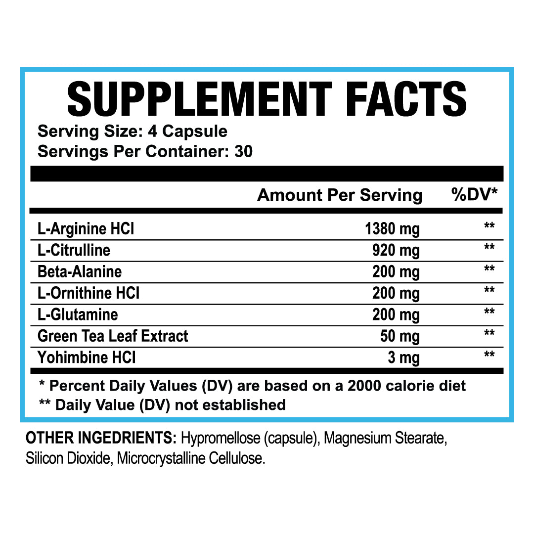 Nitric Oxide Booster Capsules | Pump, Endurance, Circulation Support
