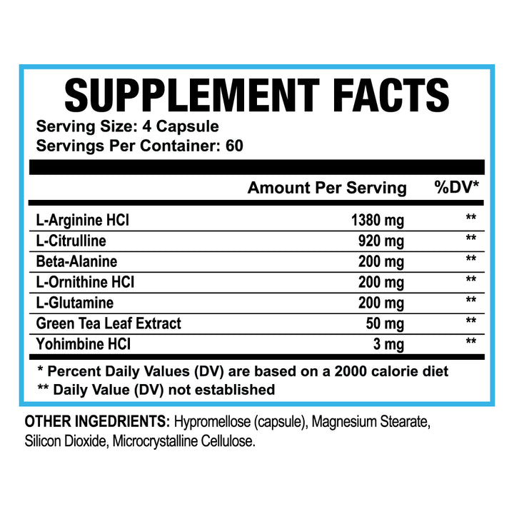 Nitric Oxide Booster Capsules | Pump, Endurance, Circulation Support