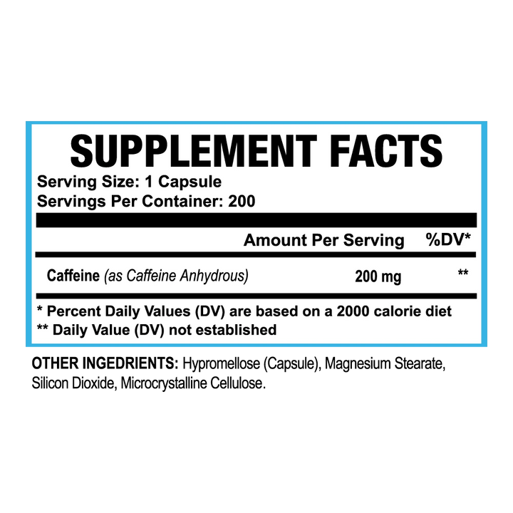 Caffeine 200mg Capsules (200 Count) | Clean Energy, Focus &amp; Workout Support