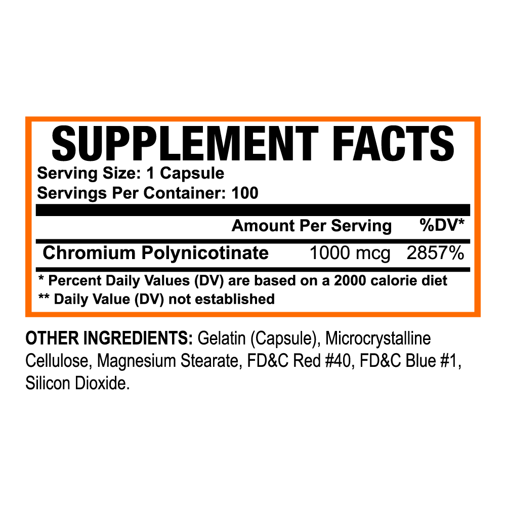 Chromium Polynicotinate 1,000mcg - 100ct