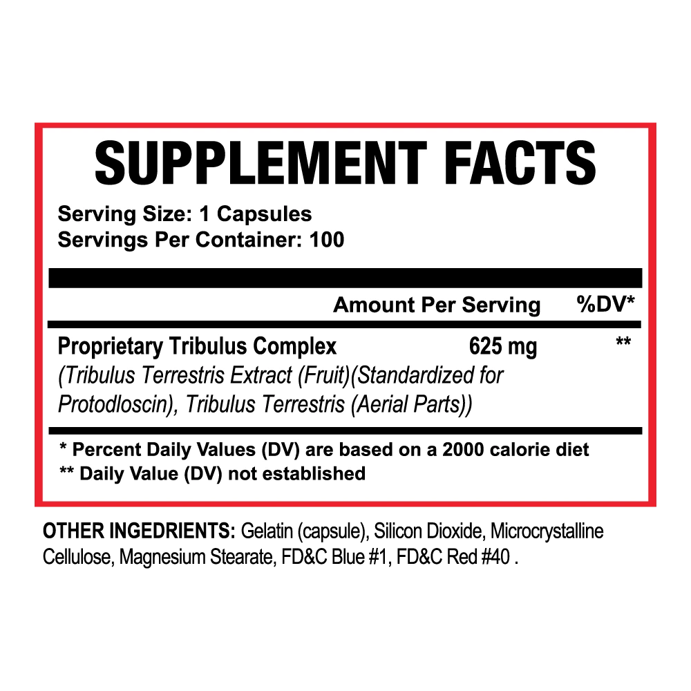 Tribulus Terrestris Capsules 100ct | Vitality, Energy &amp; Stamina Support
