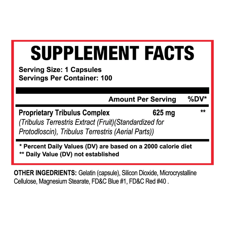 Tribulus Terrestris Capsules 100ct | Vitality, Energy &amp; Stamina Support