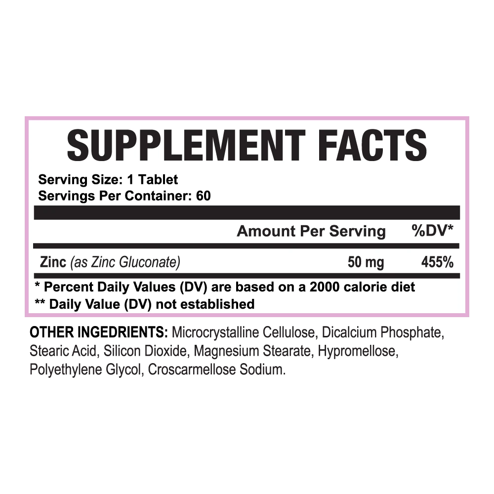 Zinc Gluconate 50mg | Immune Support and Antioxidant Support