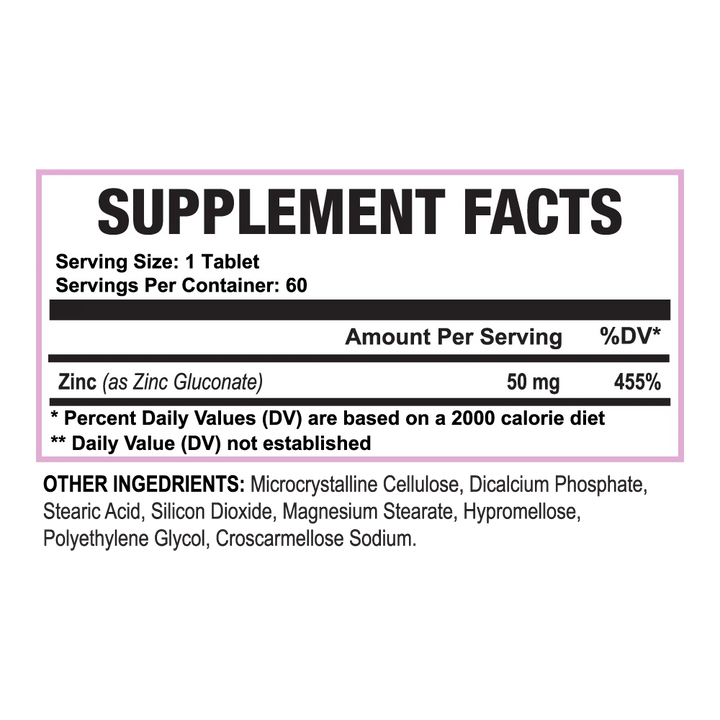 Zinc Gluconate 50mg | Immune Support and Antioxidant Support
